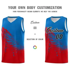 Red Royal Wing Pattern Basketball Sports Uniform Jersey 3