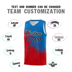 Red Royal Wing Pattern Basketball Sports Uniform Jersey 4