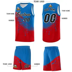 Red Royal Wing Pattern Basketball Sports Uniform Jersey 5