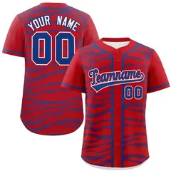 Red Royal Zebra Graffiti Authentic Baseball Jersey 1