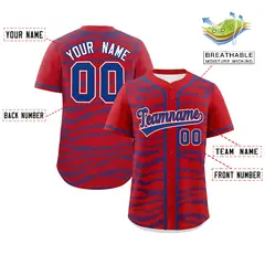 Red Royal Zebra Graffiti Authentic Baseball Jersey 2