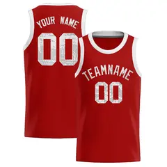 Red Sequined Trim Athletic Basketball Jersey 1