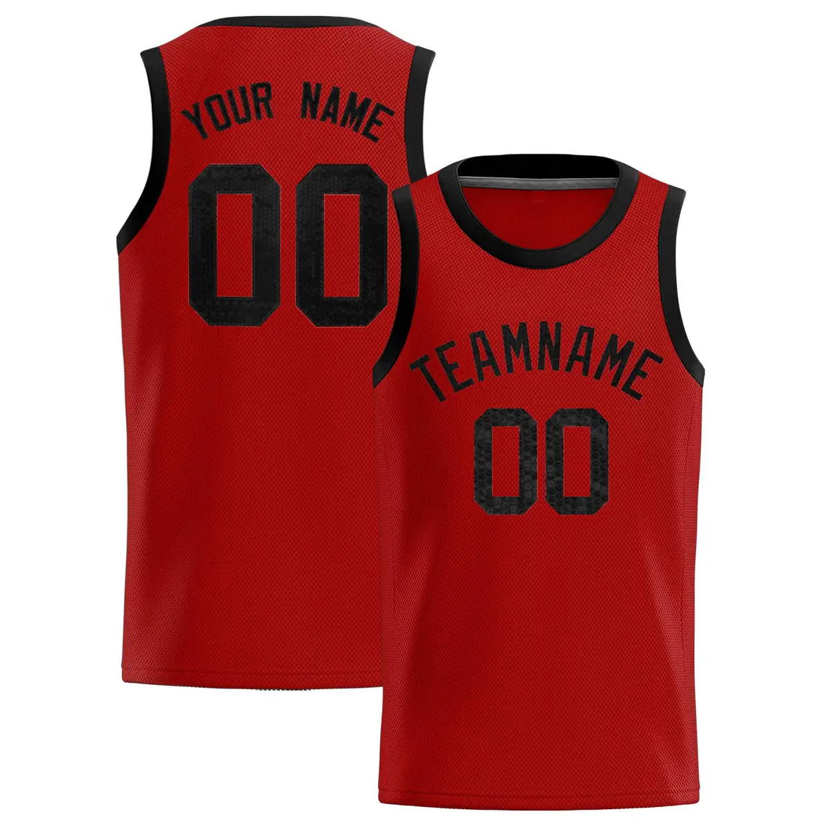 Red Sequined Trim Athletic Basketball Jersey