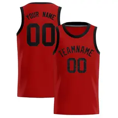 Red Sequined Trim Athletic Basketball Jersey 1
