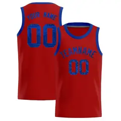 Red Sequined Trim Athletic Basketball Jersey 1