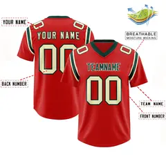 Red Shoulder Cut Two-Tone Authentic Football Jersey 2