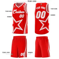 Red Shoulder Stars Graffiti Pattern Basketball Jersey 5