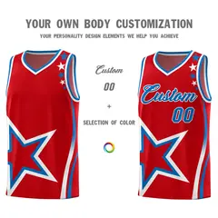 Red Shoulder Stars Graffiti Pattern Basketball Jersey 3