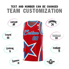 Red Shoulder Stars Graffiti Pattern Basketball Jersey 4