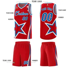 Red Shoulder Stars Graffiti Pattern Basketball Jersey 5
