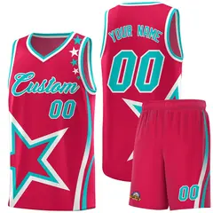 Red Shoulder Stars Graffiti Pattern Basketball Jersey 1