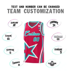 Red Shoulder Stars Graffiti Pattern Basketball Jersey 4
