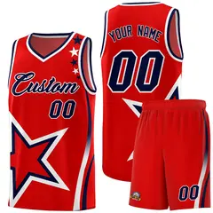 Red Shoulder Stars Graffiti Pattern Basketball Jersey 1