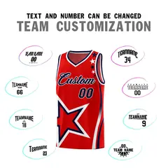 Red Shoulder Stars Graffiti Pattern Basketball Jersey 4