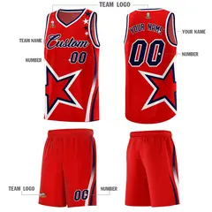 Red Shoulder Stars Graffiti Pattern Basketball Jersey 5