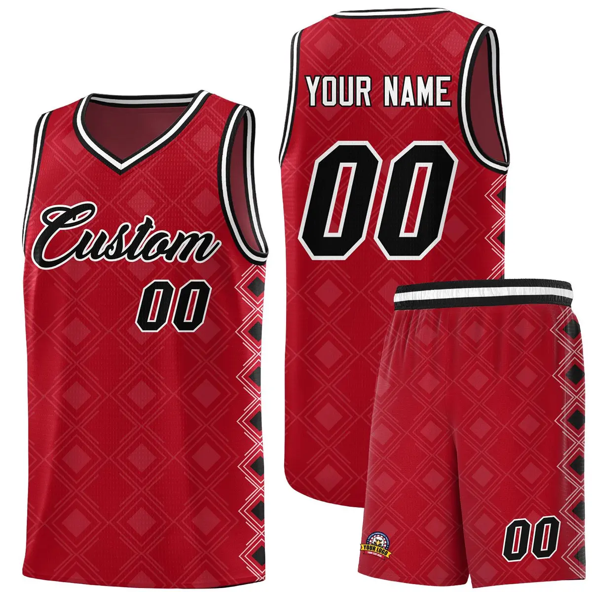 Red Side Blocks Sports Uniform Basketball Jersey