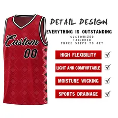 Red Side Blocks Sports Uniform Basketball Jersey 2