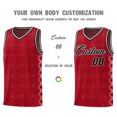 Red Side Blocks Sports Uniform Basketball Jersey 3