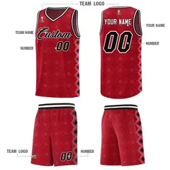 Red Side Blocks Sports Uniform Basketball Jersey 5