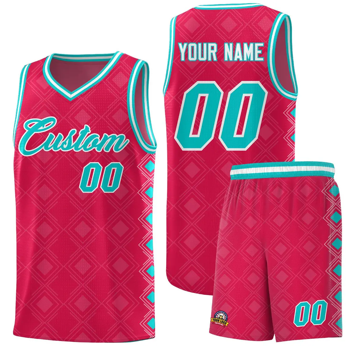 Red Side Blocks Sports Uniform Basketball Jersey