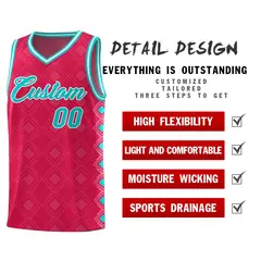 Red Side Blocks Sports Uniform Basketball Jersey 2