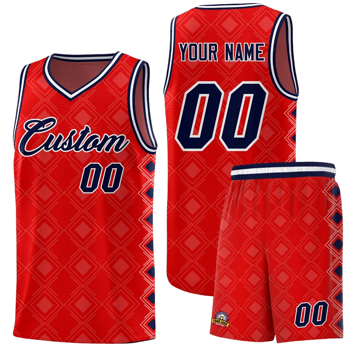 Red Side Blocks Sports Uniform Basketball Jersey