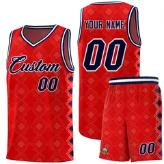 Red Side Blocks Sports Uniform Basketball Jersey 1