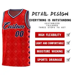 Red Side Blocks Sports Uniform Basketball Jersey 2