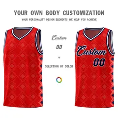 Red Side Blocks Sports Uniform Basketball Jersey 3