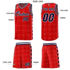 Red Side Blocks Sports Uniform Basketball Jersey 5