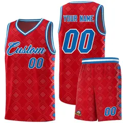 Red Side Blocks Sports Uniform Basketball Jersey 1