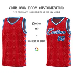 Red Side Blocks Sports Uniform Basketball Jersey 3