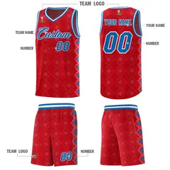 Red Side Blocks Sports Uniform Basketball Jersey 5
