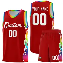 Red Side Flame Basketball Jersey for Teams