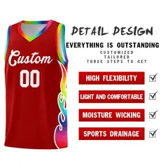 Red Side Flame Basketball Jersey for Teams 2