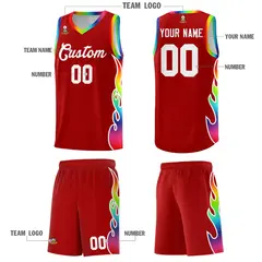 Red Side Flame Basketball Jersey for Teams 5