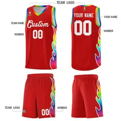 Red Side Flame Basketball Jersey for Teams 5