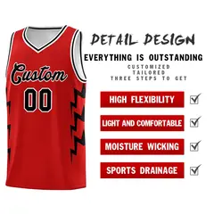 Red Side Lightning Graffiti Basketball Uniform Jersey 2