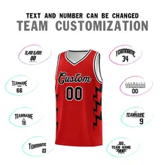 Red Side Lightning Graffiti Basketball Uniform Jersey 4