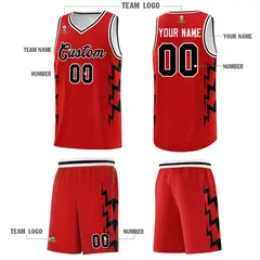 Red Side Lightning Graffiti Basketball Uniform Jersey 5