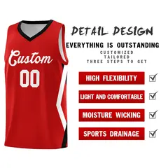 Red Side Rhombus Graffiti Pattern Basketball Jersey 2