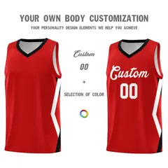 Red Side Rhombus Graffiti Pattern Basketball Jersey 3