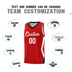 Red Side Rhombus Graffiti Pattern Basketball Jersey 4
