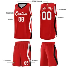Red Side Rhombus Graffiti Pattern Basketball Jersey 5