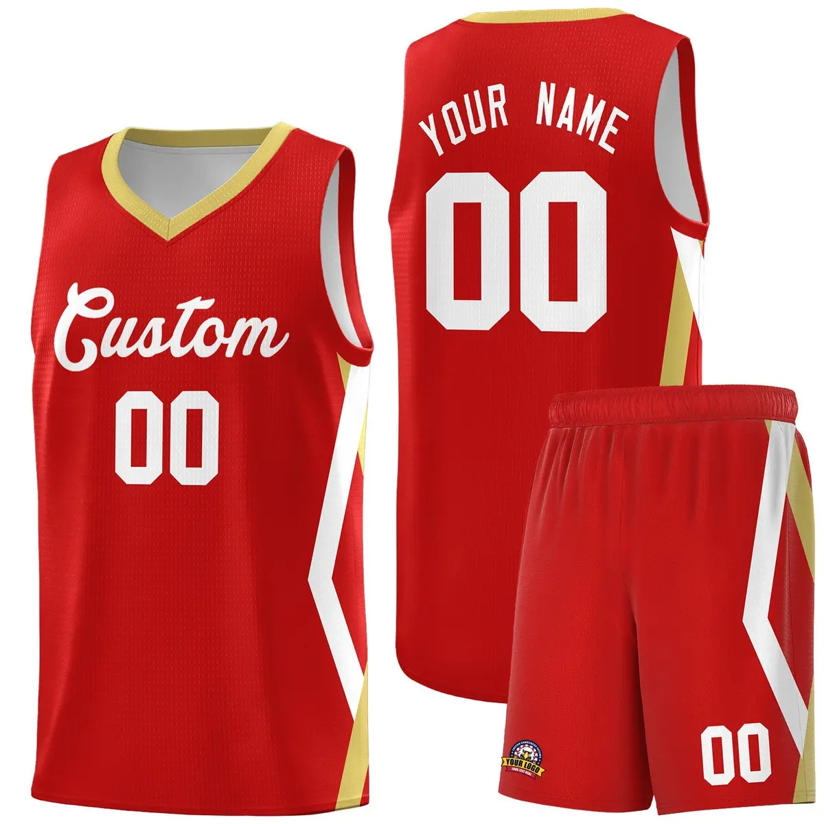 Red Side Rhombus Graffiti Pattern Basketball Jersey
