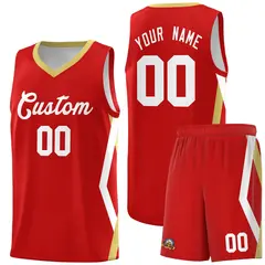 Red Side Rhombus Graffiti Pattern Basketball Jersey 1