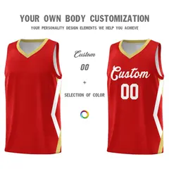 Red Side Rhombus Graffiti Pattern Basketball Jersey 3