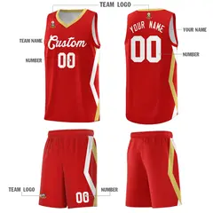 Red Side Rhombus Graffiti Pattern Basketball Jersey 5