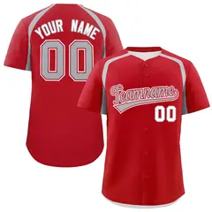 Red Silver Color Block Authentic Baseball Jersey 1