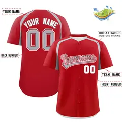 Red Silver Color Block Authentic Baseball Jersey 2
